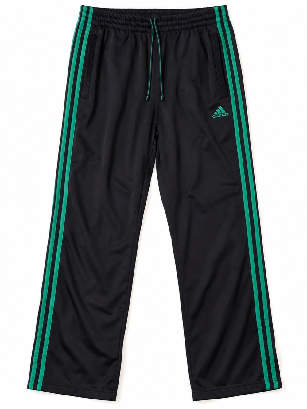 adidas Black Green 3-Stripe Track Pants Men’s Large